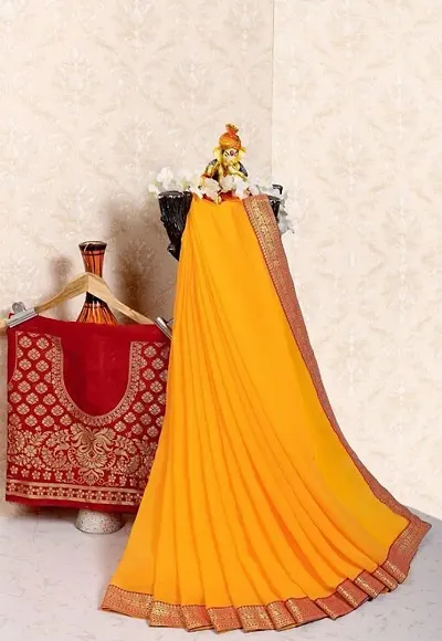 Trending Chiffon Saree with Blouse piece 