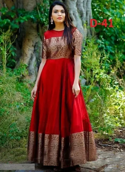 Festive Wear Silk Ethnic Gown