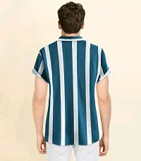 Reliable Multicoloured Cotton Striped Short Sleeves Casual Shirt For Men-thumb1