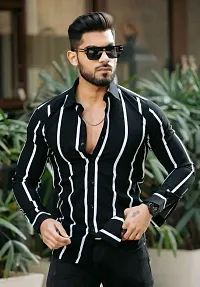 Reliable Multicoloured Cotton Striped Long Sleeves Casual Shirt For Men-thumb2