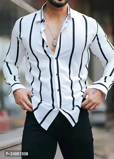 Reliable Multicoloured Cotton Striped Long Sleeves Casual Shirt For Men-thumb2
