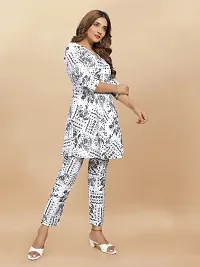 Stylish White Printed Viscose Rayon Kurta Bottom Set-thumb1