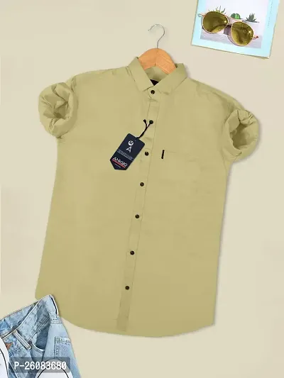 Stylish Green Cotton Long Sleeves Solid Shirt For Men