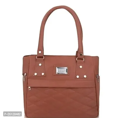 Stylish Brown PU Handbag For Women-thumb0