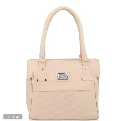 Stylish Beige PU Handbag For Women-thumb0