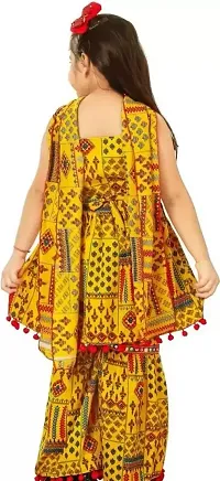 Alluring Yellow Cotton Blend Printed Kurta Bottom Set For Girls-thumb1