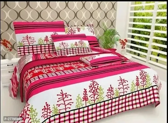 Comfortable Microfiber Printed Double Bedsheet with Two Pillow Covers-thumb0