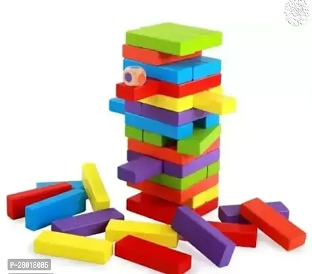 Wooden Building Domino Blocks Puzzle Challenging Stacking Game For Adults and Kids  ,Multicolor