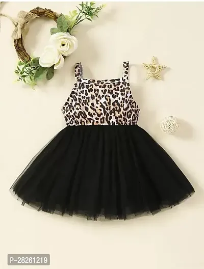 Fabulous Black Cotton Printed Dress For Girls-thumb2