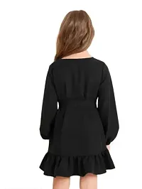 Fabulous Black Cotton Solid Dress For Girls-thumb1