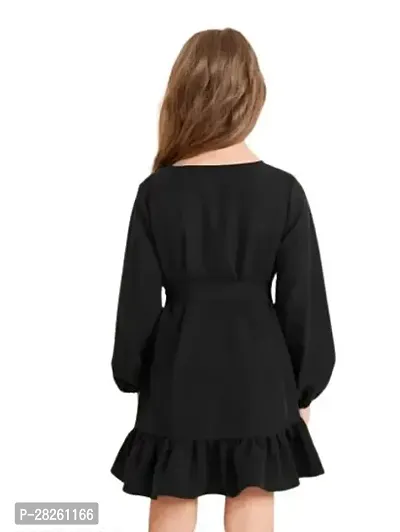 Fabulous Black Cotton Solid Dress For Girls-thumb2