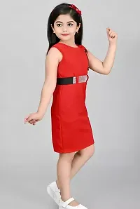 Fabulous Red Cotton Self Pattern Dress For Girls-thumb1