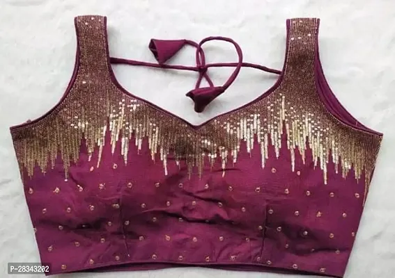 Reliable Purple Silk Blend Sequinned Stitched Blouse For Women