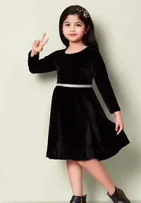 Fabulous Black Cotton Solid Dress For Girls-thumb1