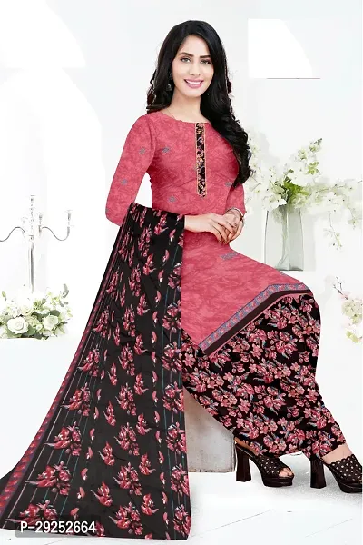 Elegant Multicoloured Art Silk Printed Dress Material with Dupatta For Women-thumb0