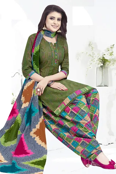 Elegant Art Silk Dress Material with Dupatta For Women