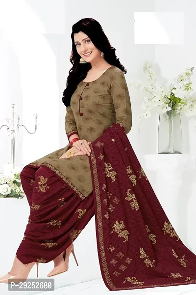 Elegant Multicoloured Art Silk Printed Dress Material with Dupatta For Women-thumb0