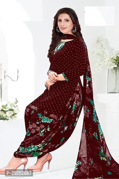 Elegant Multicoloured Art Silk Printed Dress Material with Dupatta For Women-thumb0