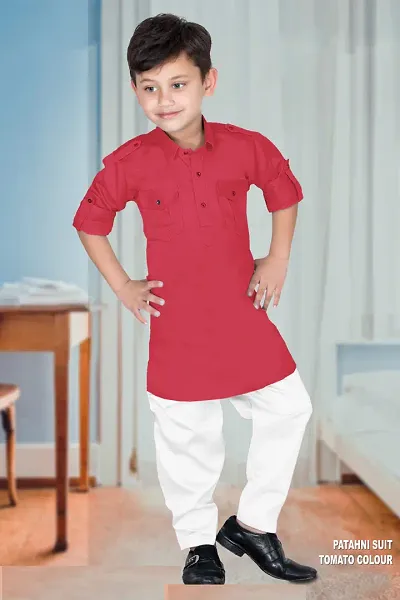 Stylish Multicoloured Satin Solid Pathani For Boys