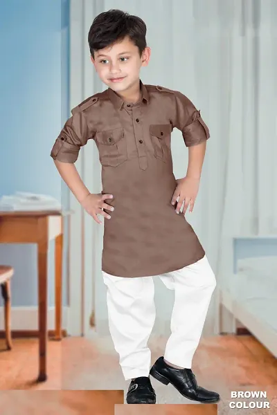 Stylish Multicoloured Satin Solid Pathani For Boys