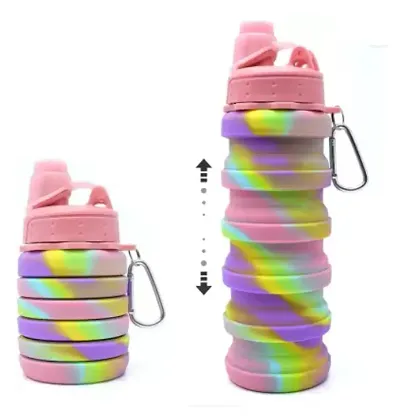 Classic Silicone Water Bottle 500 Ml Water Bottle Set Of 1, Multicolor