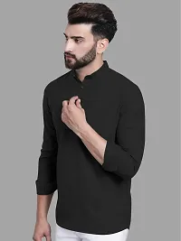 Reliable Black Cotton Solid Short Kurta For Men-thumb2