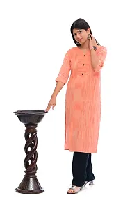 Stylish Orange Khadi Cotton Solid Kurta For Women-thumb2