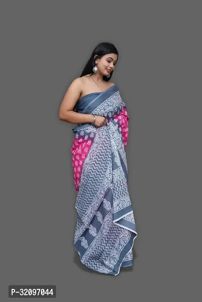 Beautiful Multicoloured Cotton Printed Saree With Blouse Piece For Women-thumb2