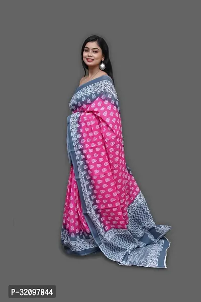 Beautiful Multicoloured Cotton Printed Saree With Blouse Piece For Women-thumb5