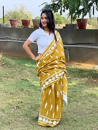 Classic Mustard Cotton Printed Saree With Blouse Piece For Women-thumb4