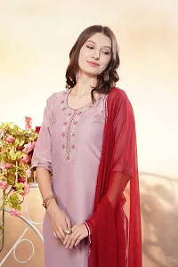 Stylish Pink Art Silk Embroidered Kurta Bottom and Dupatta Set For Women-thumb2