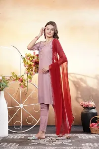 Stylish Pink Art Silk Embroidered Kurta Bottom and Dupatta Set For Women-thumb3