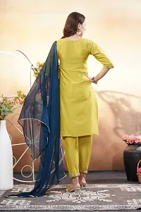 Stylish Yellow Art Silk Embroidered Kurta Bottom and Dupatta Set For Women-thumb3