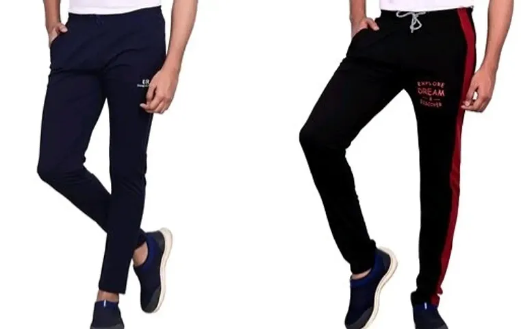 Elegant Self Pattern Track Pants For Men- Pack Of 2