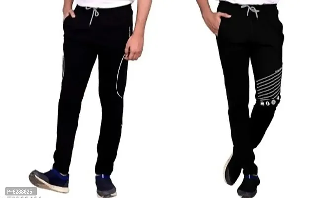 Elegant Cotton Self Pattern Track Pants For Men- Pack Of 2