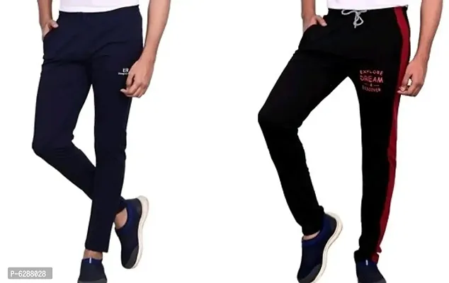 Elegant Cotton Self Pattern Track Pants For Men- Pack Of 2