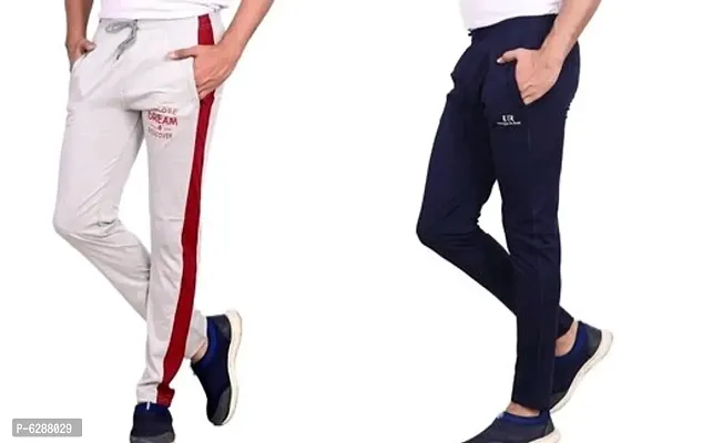 Elegant Cotton Self Pattern Track Pants For Men- Pack Of 2