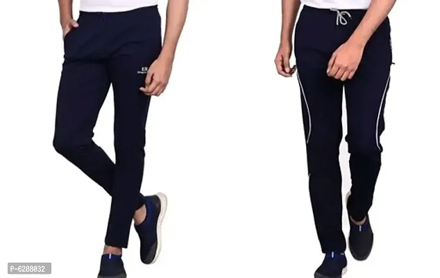 Elegant Cotton Self Pattern Track Pants For Men- Pack Of 2-thumb0