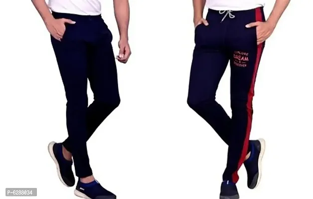 Elegant Cotton Self Pattern Track Pants For Men- Pack Of 2