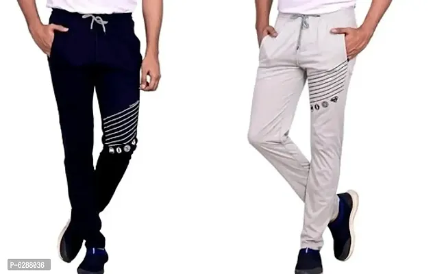 Elegant Cotton Self Pattern Track Pants For Men- Pack Of 2