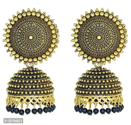 Shree Jutrade; Traditional and Exclusive Attractive Meenakari Jewellery Golden Black Jhumka Brass Ethnic Earring set Jhumki Pearl Drop Earrings For Girls Women