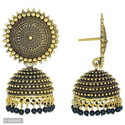 Shree Jutrade; Traditional and Exclusive Attractive Meenakari Jewellery Golden Black Jhumka Brass Ethnic Earring set Jhumki Pearl Drop Earrings For Girls Women-thumb4