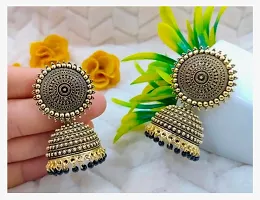 Shree Jutrade; Traditional and Exclusive Attractive Meenakari Jewellery Golden Black Jhumka Brass Ethnic Earring set Jhumki Pearl Drop Earrings For Girls Women-thumb1