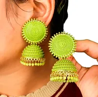 Shree Jutrade; Traditional and Exclusive Attractive Meenakari Jewellery Green Jhumka Brass Ethnic Earring set Golden Jhumki Pearl Drop Earrings For Girls Women-thumb2