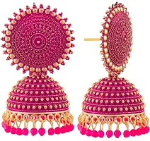 Shree Jutrade; Traditional and Exclusive Attractive Meenakari Jewellery Pink Jhumka Brass Ethnic Earring set Golden Jhumki Pearl Drop Earrings For Girls Women-thumb3