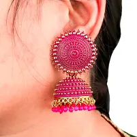 Shree Jutrade; Traditional and Exclusive Attractive Meenakari Jewellery Pink Jhumka Brass Ethnic Earring set Golden Jhumki Pearl Drop Earrings For Girls Women-thumb4