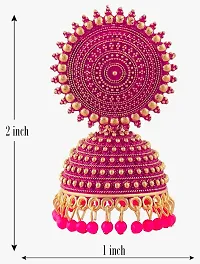 Shree Jutrade; Traditional and Exclusive Attractive Meenakari Jewellery Pink Jhumka Brass Ethnic Earring set Golden Jhumki Pearl Drop Earrings For Girls Women-thumb2