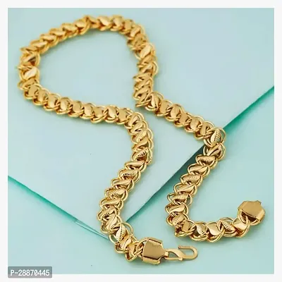 Shree Jutrade; Stylish and Exclusive Attractive Thin Rice link Pattern Design Golden Brass Chain Necklace Gold Plated Fashionable Jewellery For Women Girls Men Boys and Unisex-thumb4