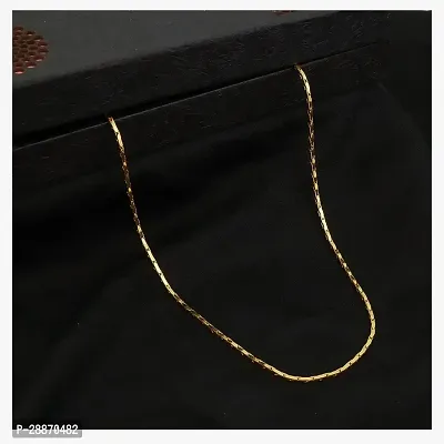 Shree Jutrade; Stylish and Exclusive Attractive Box Pattern Design Golden Brass Chain Necklace Gold Plated Fashionable Jewellery For Women Girls Men Boys and Unisex-thumb3