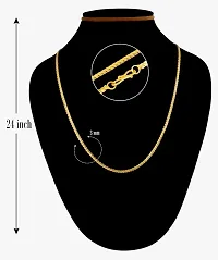 Shree Jutrade; Stylish and Exclusive Attractive Block Pattern Design Golden Brass Chain Necklace Gold Plated Fashionable Jewellery For Women Girls Men Boys and Unisex-thumb4